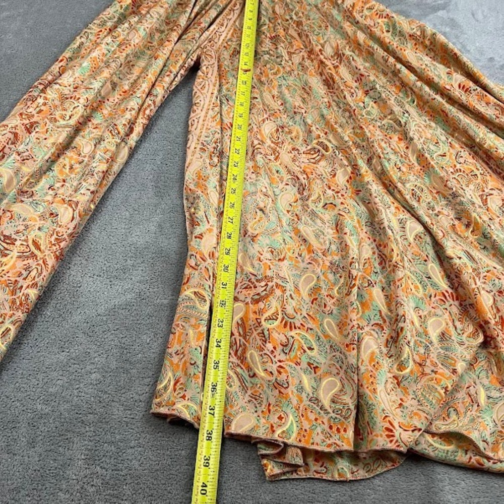 Womens Flowy Wide Leg Palazzo Pants Silk Viscose Size S/M Paisley Boho Beachy - Picture 7 of 8